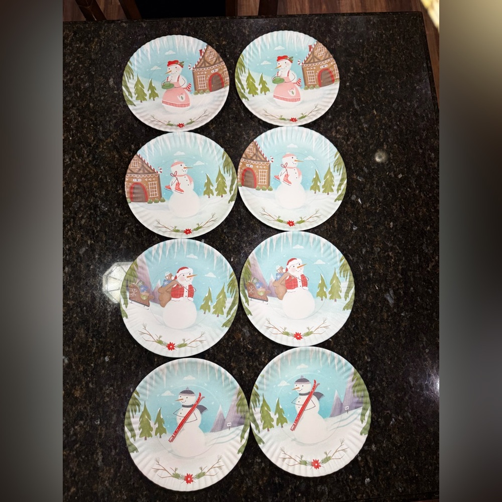 EUC Set of 8 Holiday Plates - Brand 180° - 8.25”